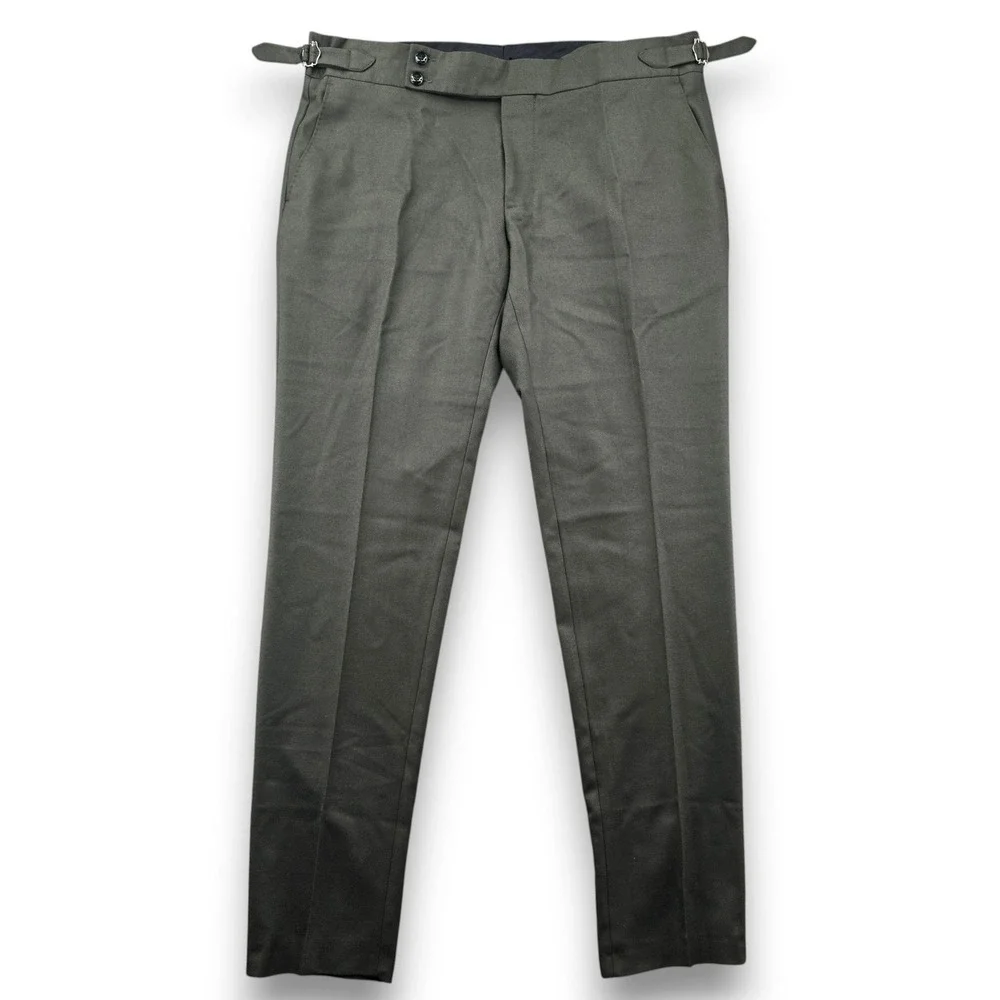 Terzi Adem Altun Dress Pants Trousers Mens 38x32 (US) Olive Green Side Adjuster